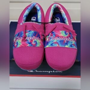 Champion Tie-Dye Pink Slippers with Blue Soles-New With Box Size 6 Youth